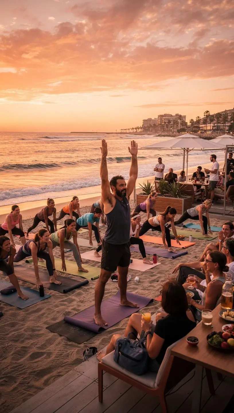 Un libro antiguo abierto que muestra los sutras de yoga, con una vela encendida al lado.